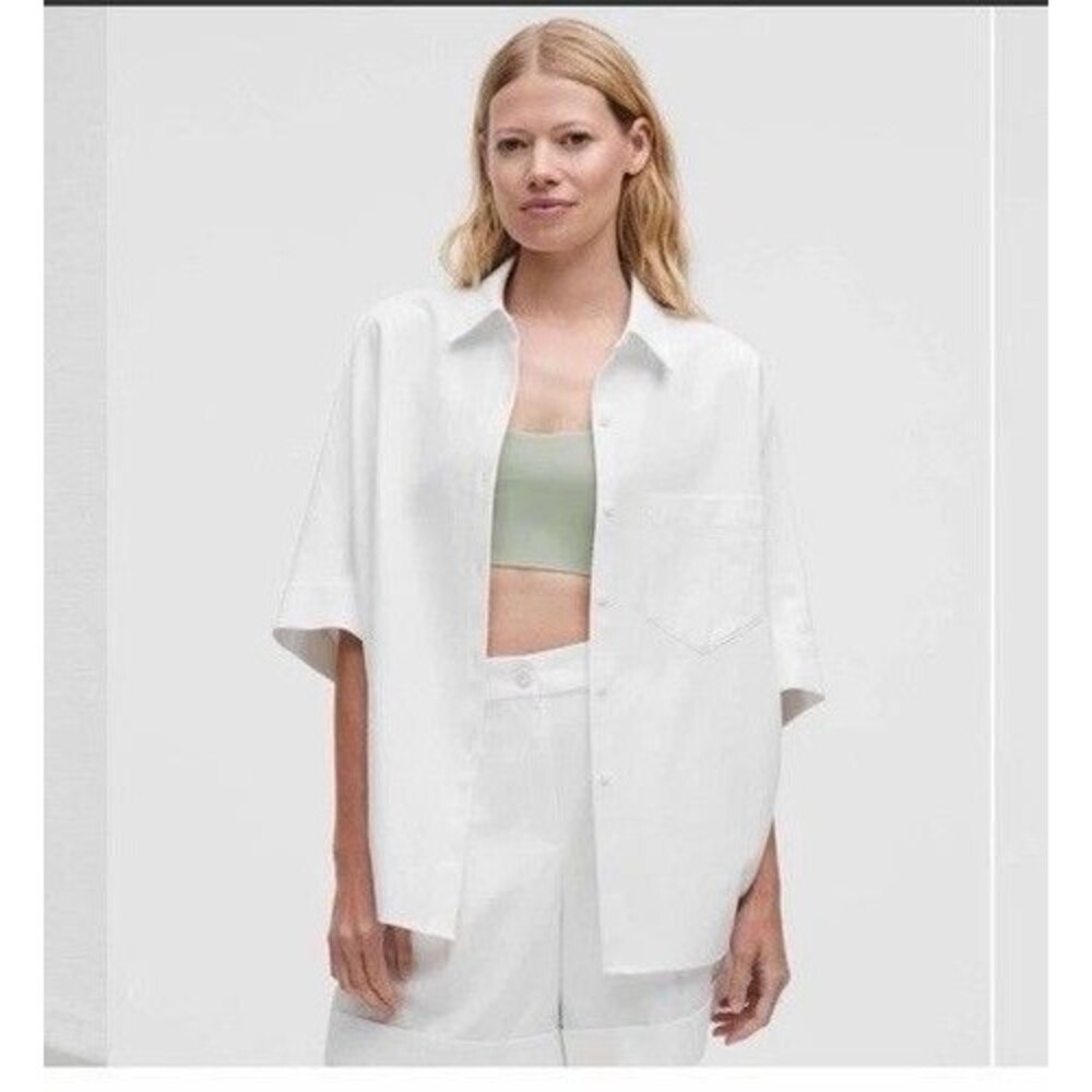 Lululemon LuluLinen Relaxed Oversized Button-Up shirt White S new without tags